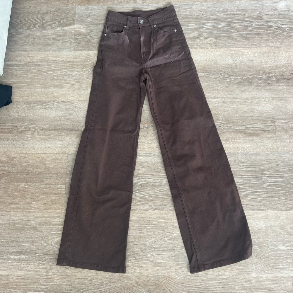 H&M Brown Wide Leg Jeans